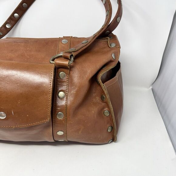 HAMMITT Suzy Duffle Oversized Weekend Large Brown Leather Diaper Bag - Studded - Picture 6 of 15